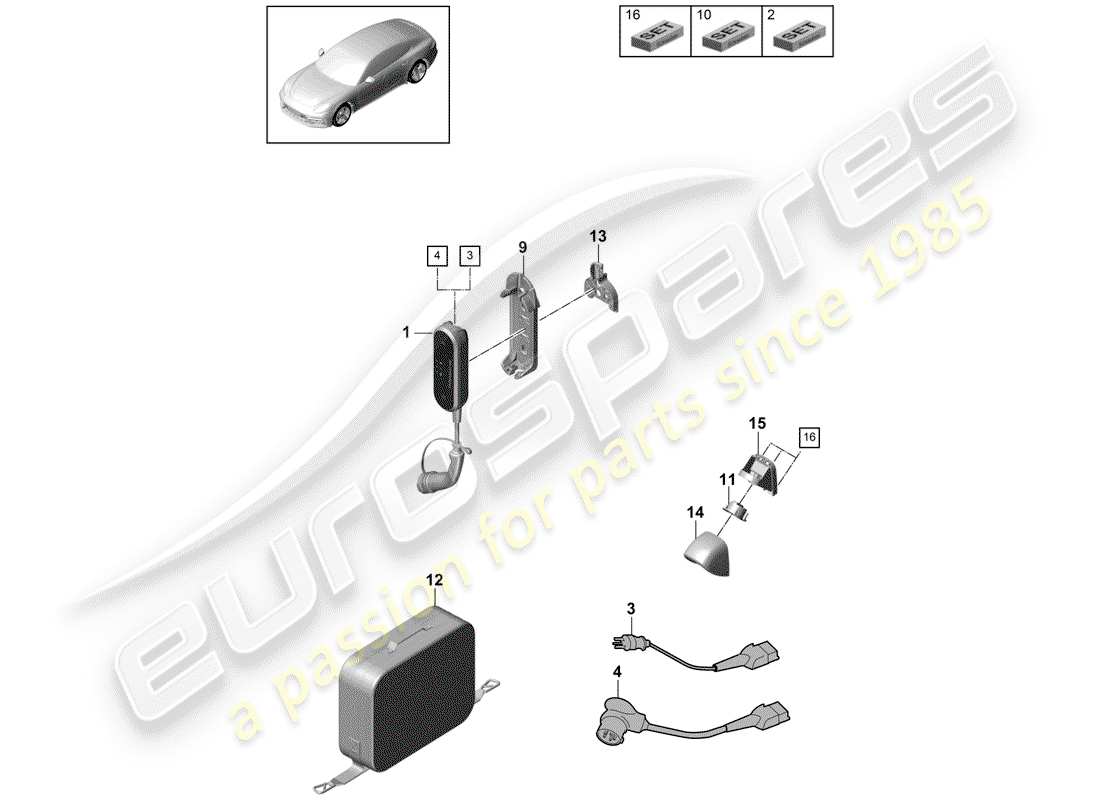 Porsche Panamera 971 (2017) cable de carga Diagrama de piezas