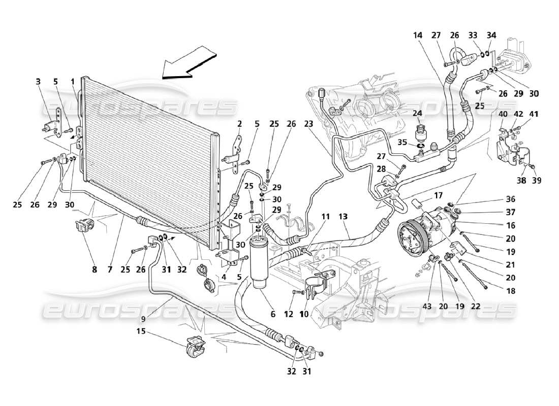Maserati QTP. (2006) 4.2 Grupo AC: Piezas del compartimento del motor (página 1-2) Diagrama de piezas