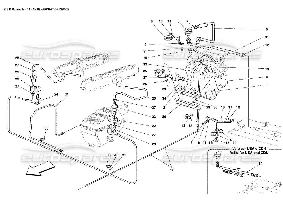 Ferrari 575M Maranello Dispositivo antievaporación Diagrama de piezas