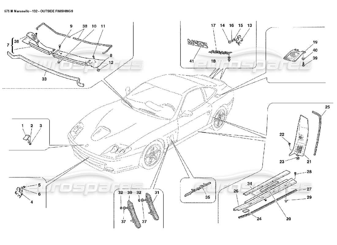 Ferrari 575M Maranello Acabados exteriores Diagrama de piezas