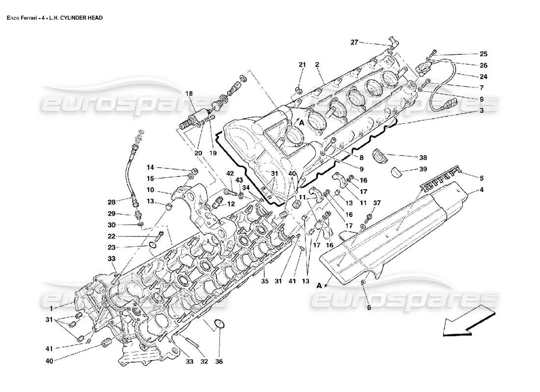Ferrari Enzo Diagrama de piezas de la culata izquierda