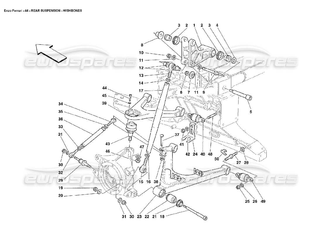 Ferrari Enzo Horquillas de suspensión trasera Diagrama de piezas