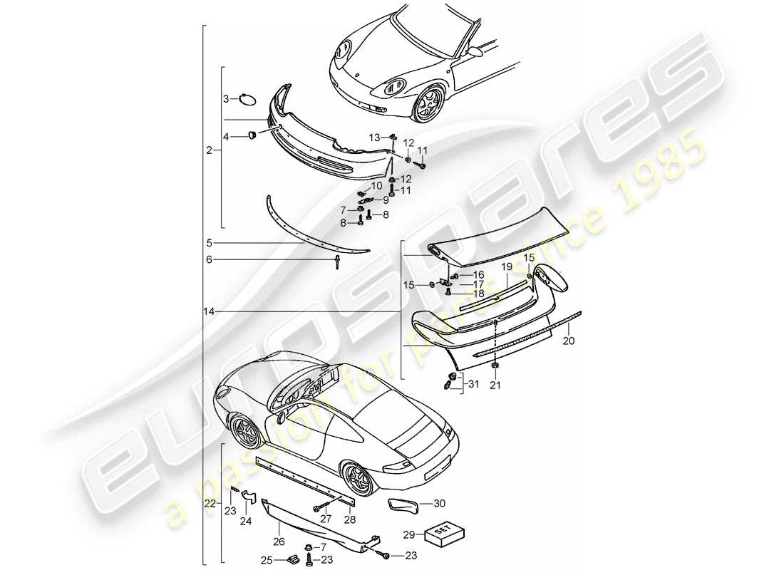 Porsche Tequipment catalogue (1996) aerokit Diagrama de piezas