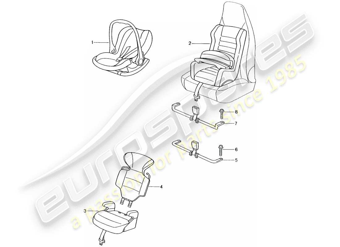 Porsche Tequipment catalogue (2003) asiento para niños Diagrama de piezas