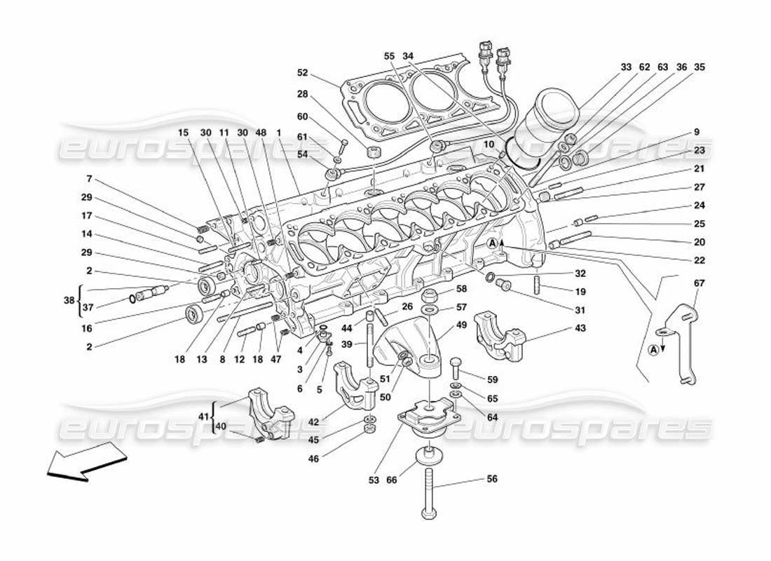 Ferrari 575 Superamerica CRANKCASE Diagrama de piezas