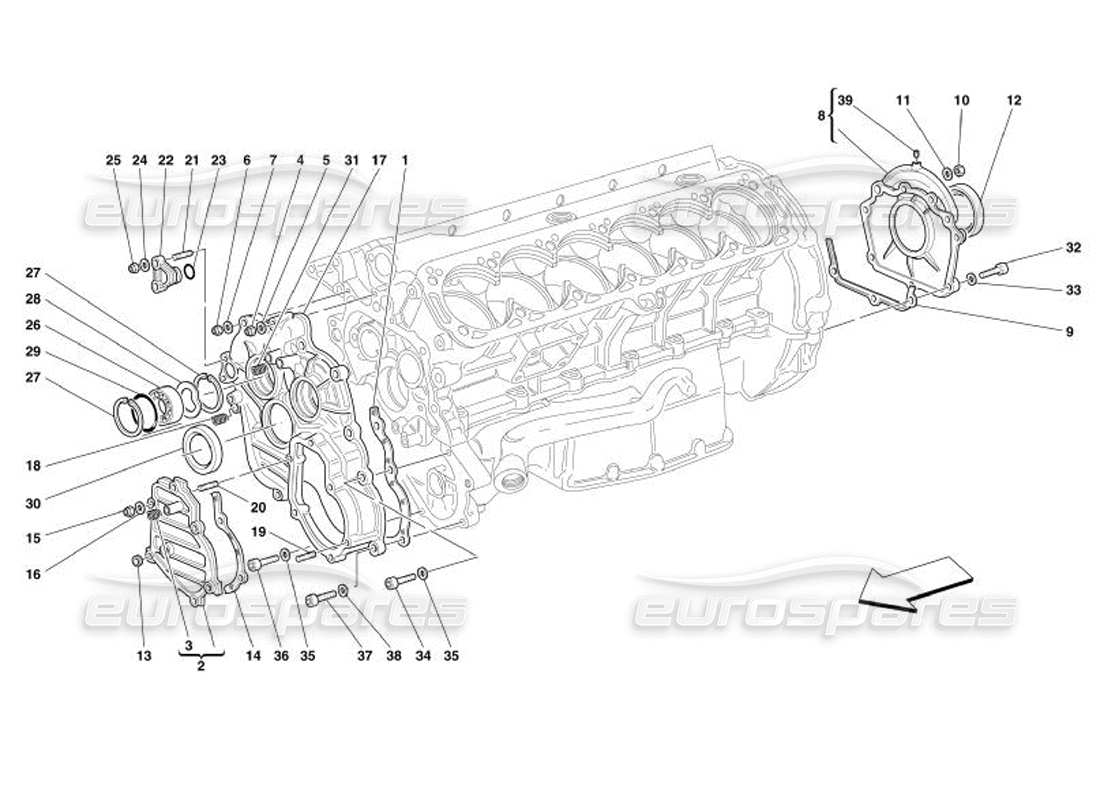 Ferrari 575 Superamerica Cárter - Tapas Diagrama de piezas