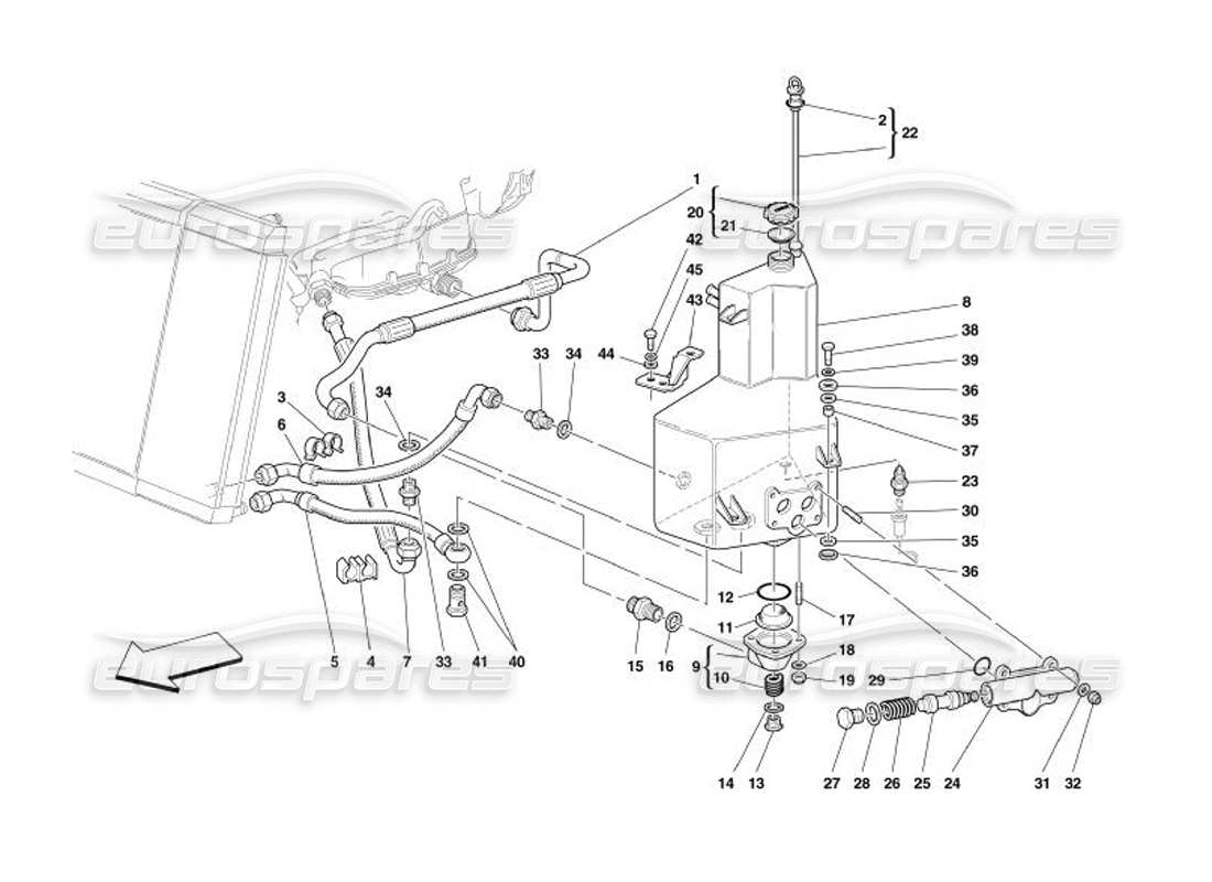 Ferrari 575 Superamerica Sistema de lubricación - Tanque Diagrama de piezas
