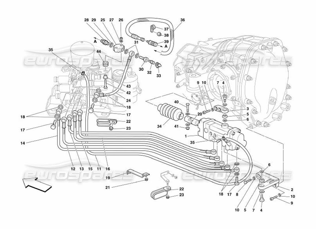 Ferrari 575 Superamerica F1 Control hidráulico del embrague - Válido para F1- Diagrama de piezas
