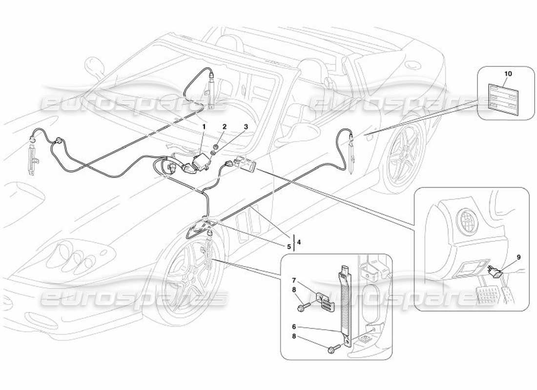 Ferrari 575 Superamerica Sistema de control de presión de neumáticos -No para J- Diagrama de piezas