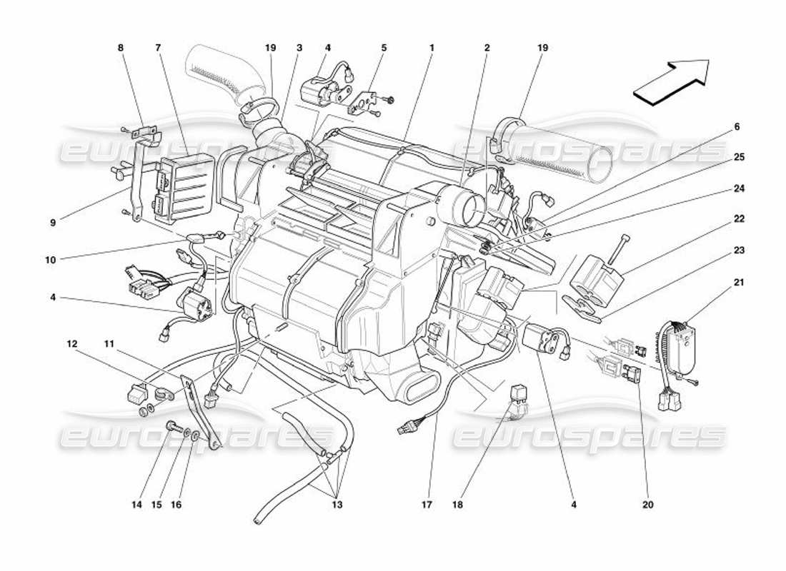 Ferrari 575 Superamerica Unidad de evaporador y controles Diagrama de piezas