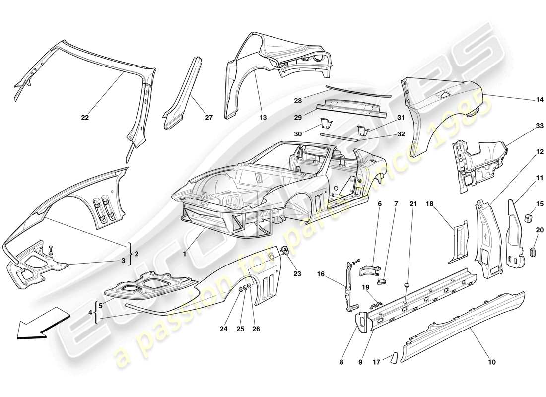 Ferrari 575 Superamerica Carrocería - Adornos exteriores Diagrama de piezas