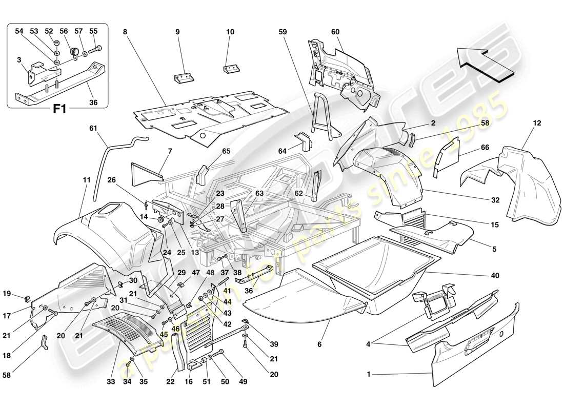 Ferrari 575 Superamerica Estructuras y componentes traseros Diagrama de piezas