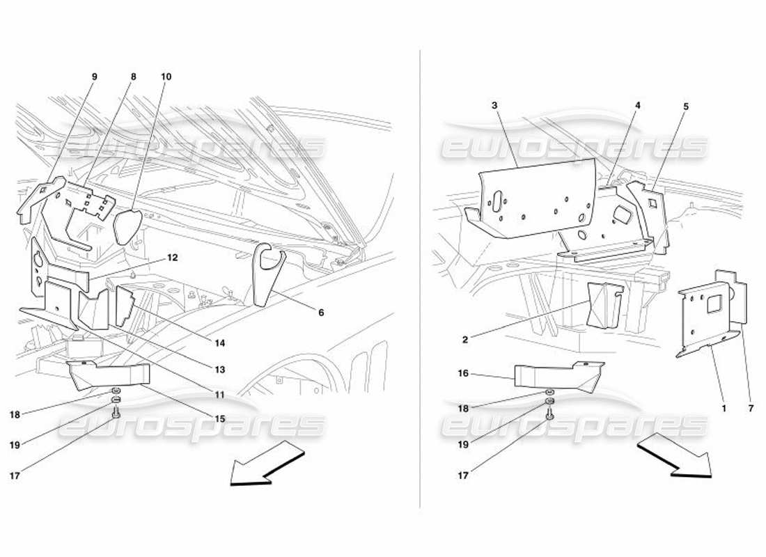 Ferrari 575 Superamerica Aislamientos ignífugos del compartimiento del motor -Válido para GD- Diagrama de piezas