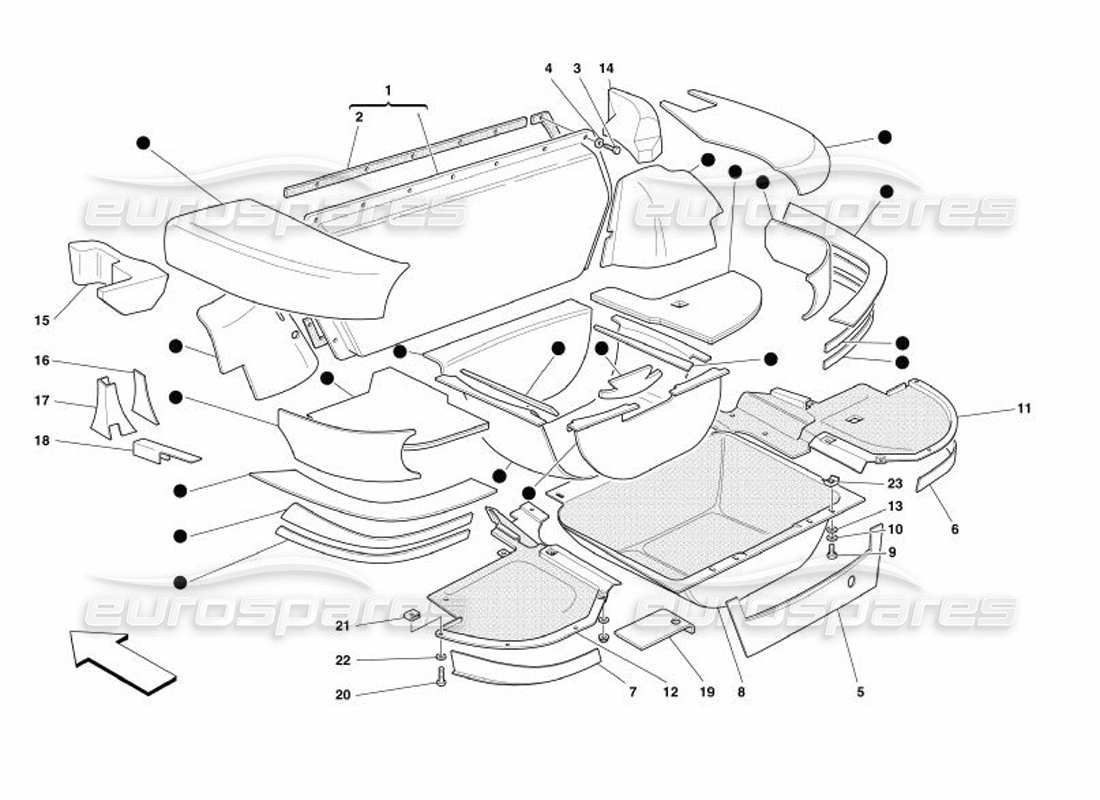 Ferrari 575 Superamerica Aislamiento de botas Diagrama de piezas