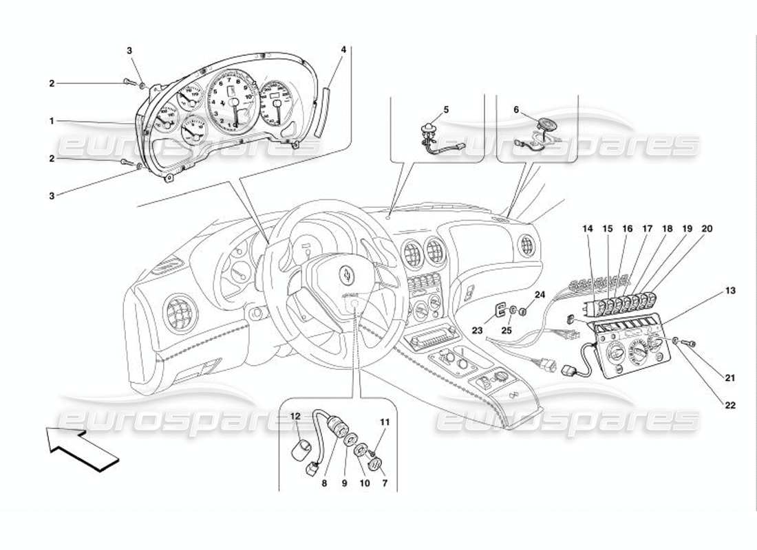 Ferrari 575 Superamerica Instruments Diagrama de piezas
