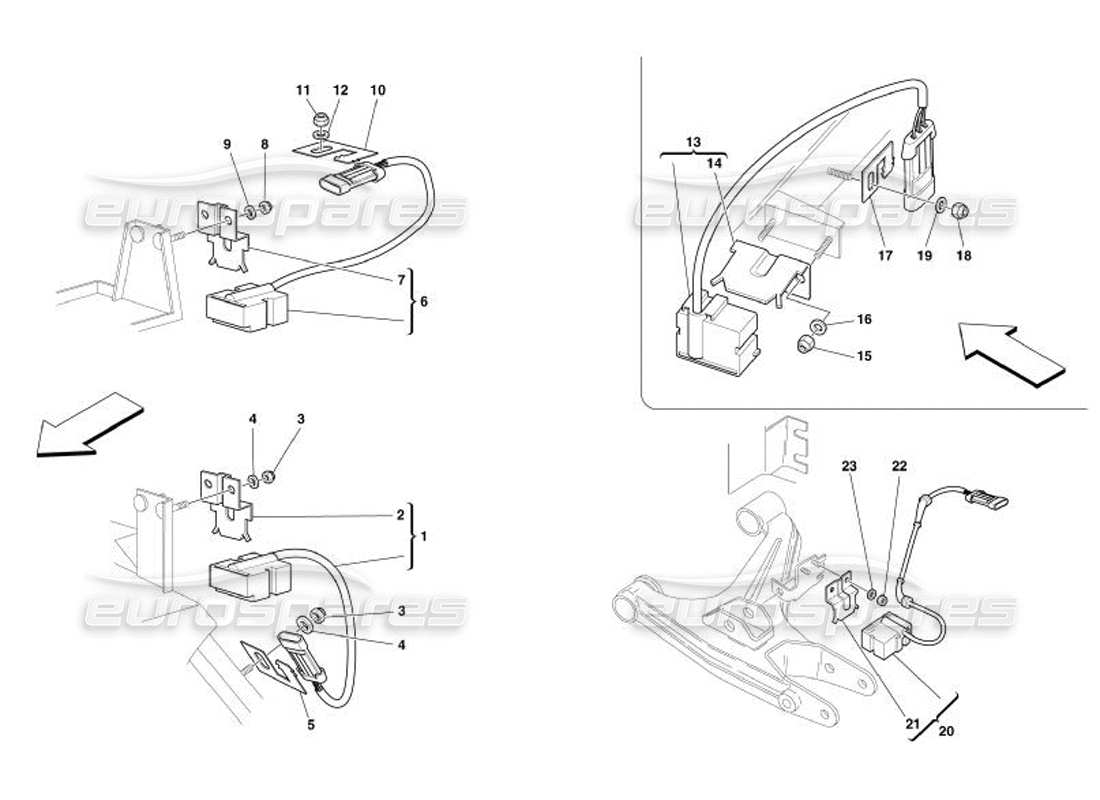 Ferrari 575 Superamerica Sensores de aceleración Diagrama de piezas