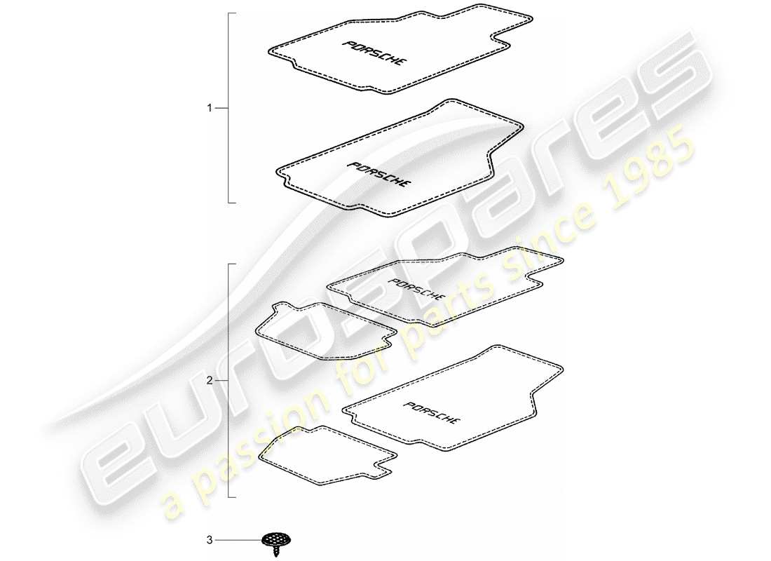 Porsche Tequipment catalogue (2007) alfombras de piso Diagrama de piezas