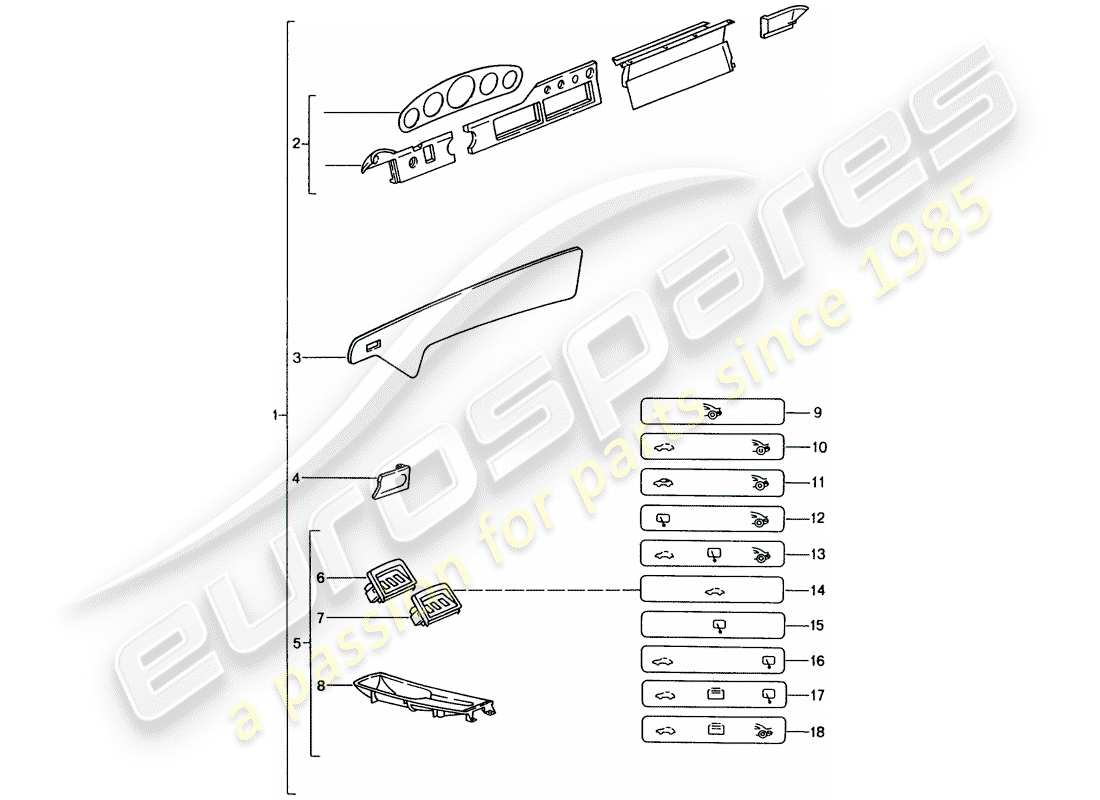 Porsche Tequipment catalogue (2012) compartimiento de pasajero Diagrama de piezas