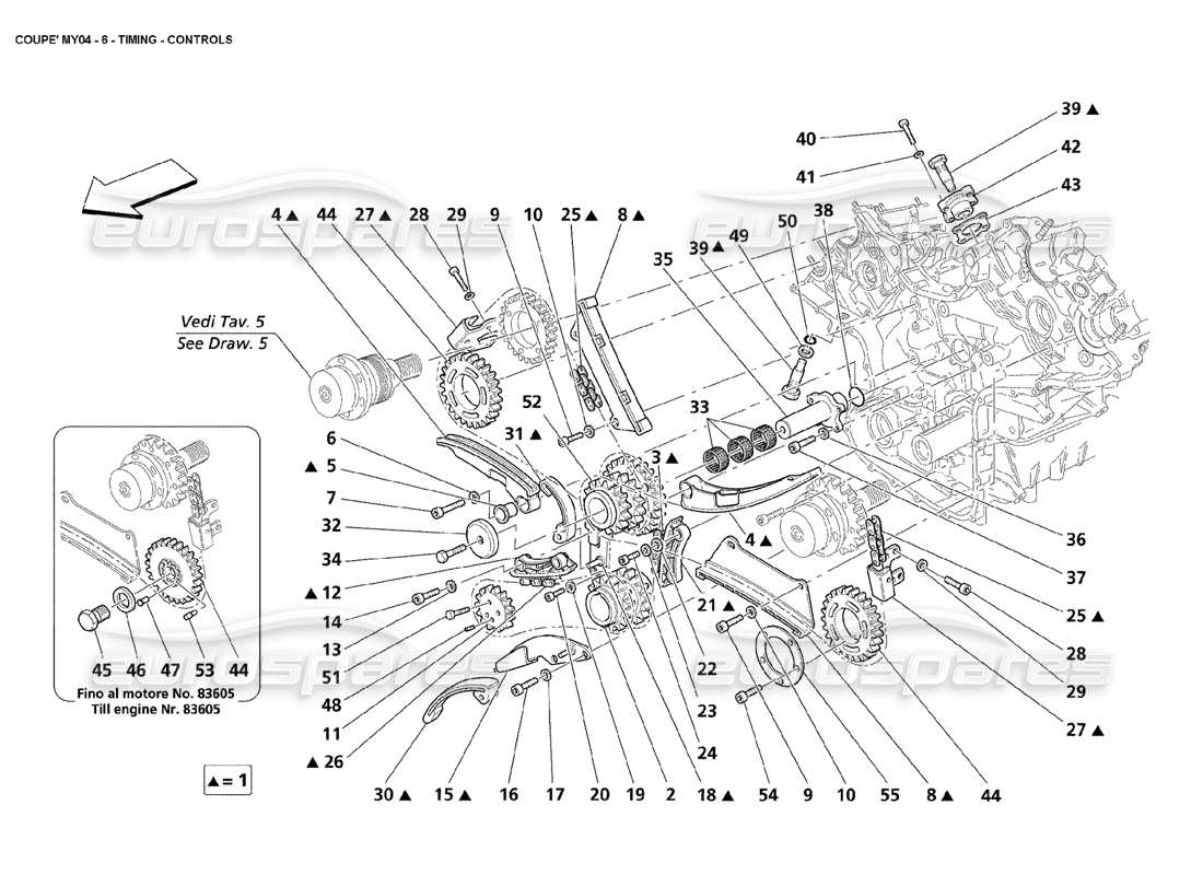 Maserati 4200 Coupé (2004) Controles de sincronización Diagrama de piezas