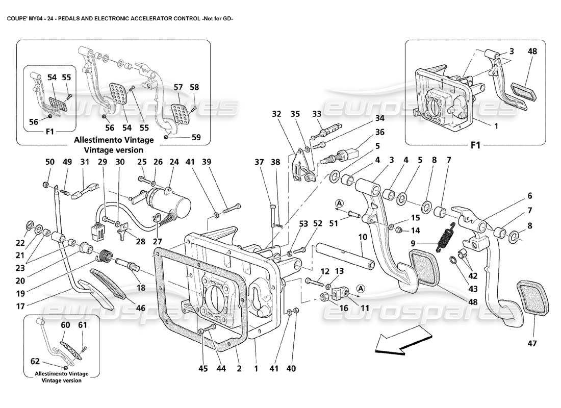 Maserati 4200 Coupé (2004) Pedales y control electrónico del acelerador no para GD Diagrama de piezas