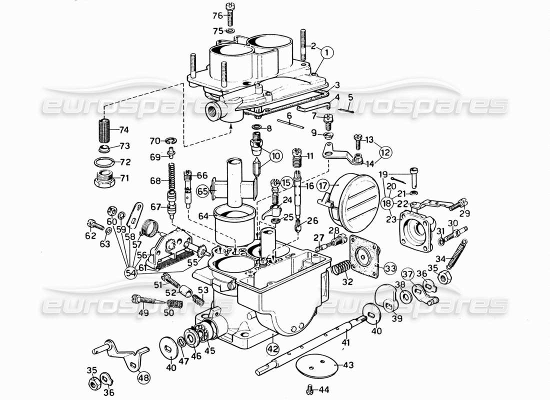 Ferrari 206 GT Dino (1969) Carburador Weber 40 DCNF-1 Diagrama de piezas