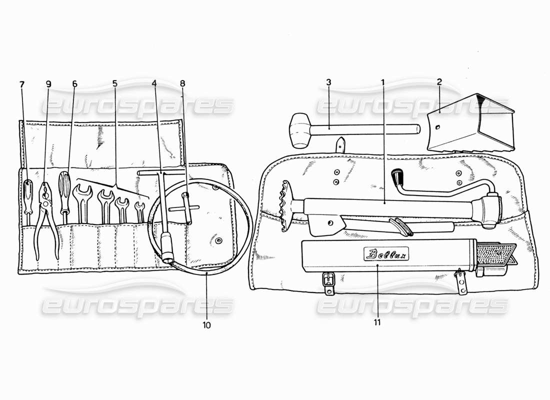 Ferrari 206 GT Dino (1969) Kit de herramientas Diagrama de piezas