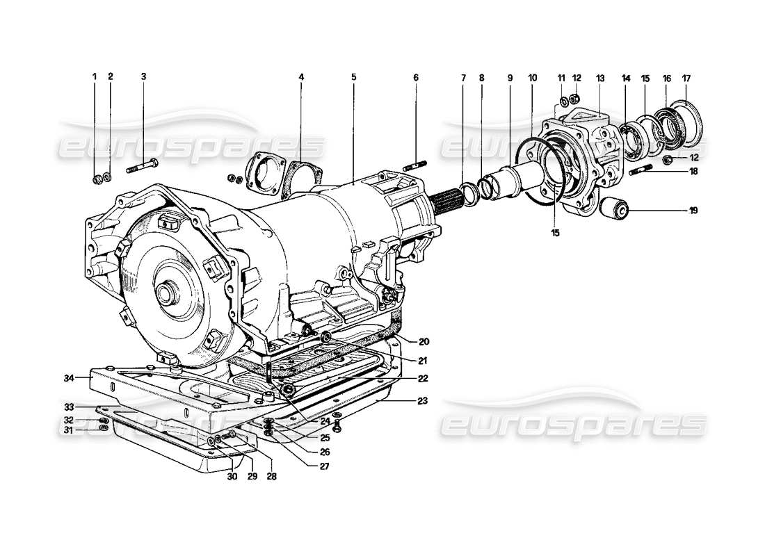 Diagrama de piezas de transmisión automática Ferrari 400i (1983 mecánica) (400 automática)