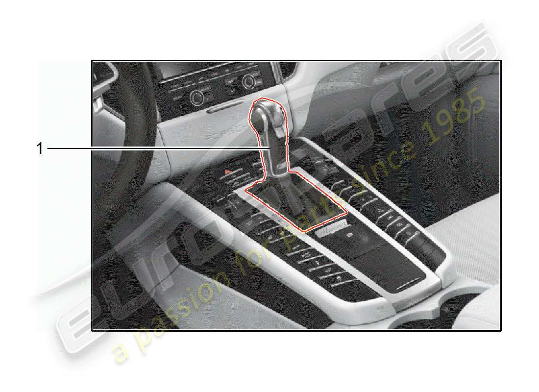 Porsche Tequipment Macan (2014) palanca selectora Diagrama de piezas