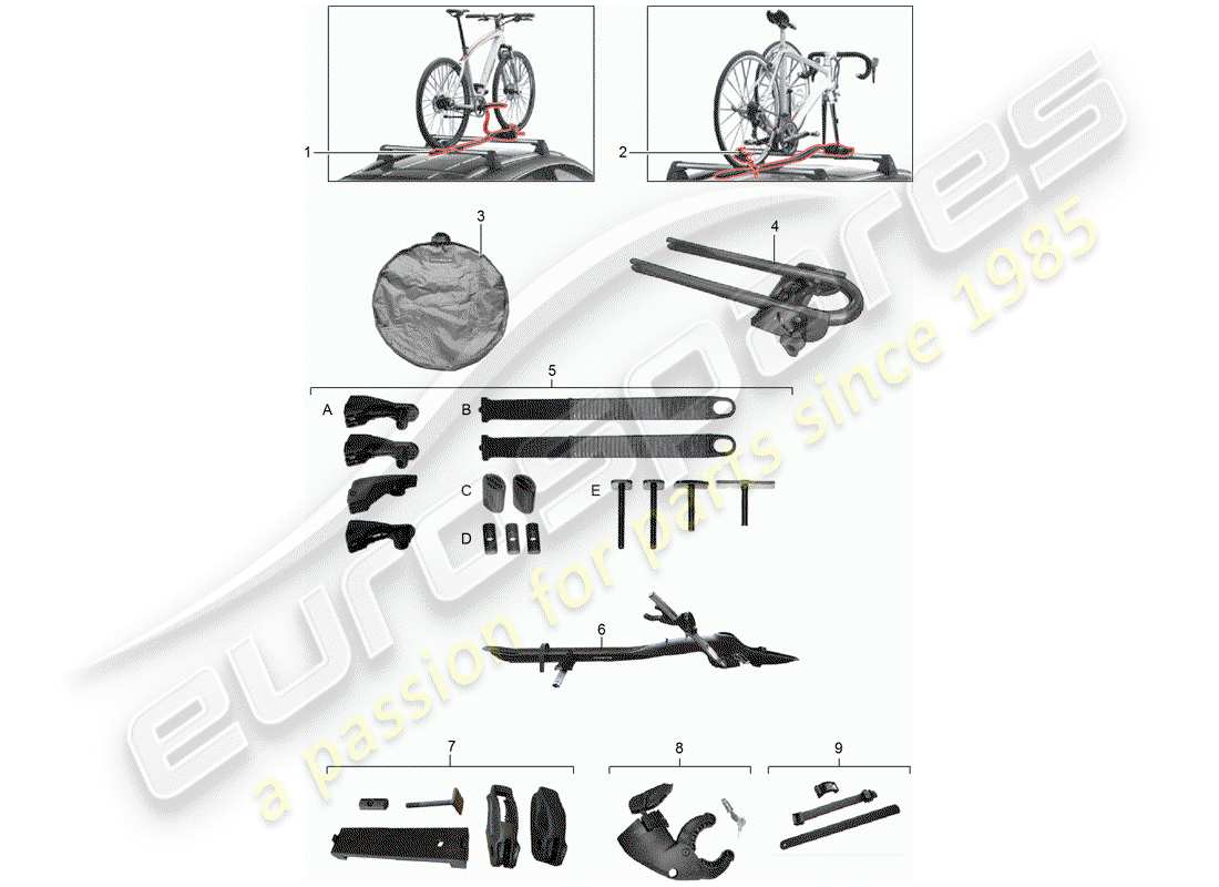 Porsche Tequipment Macan (2014) portabicicletas Diagrama de piezas
