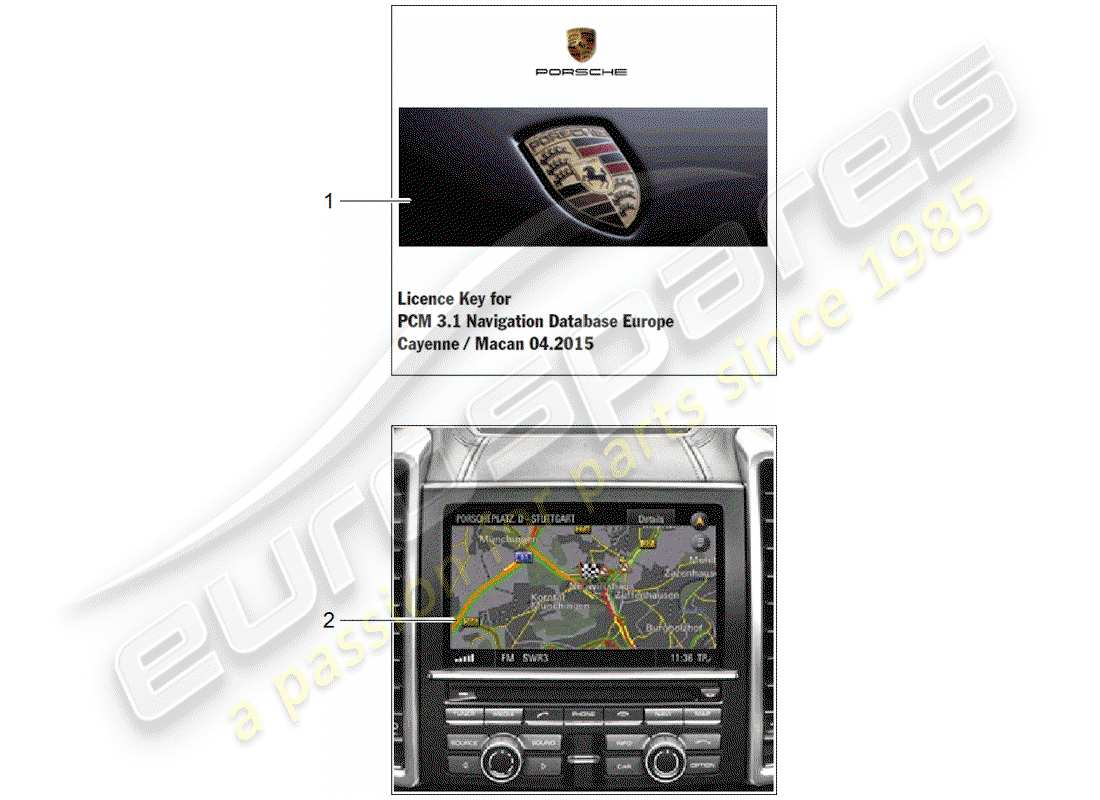 Porsche Tequipment Macan (2014) sistema de navegación Diagrama de piezas