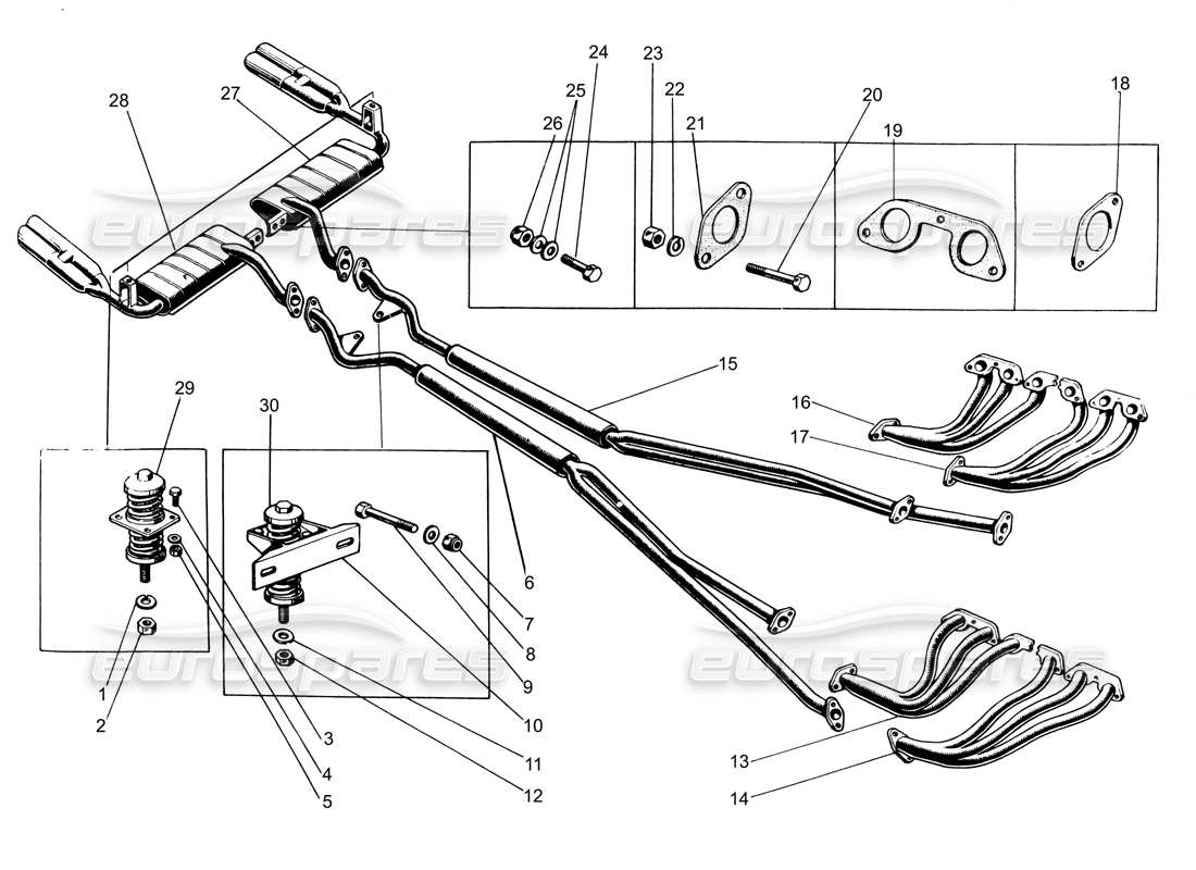 Lamborghini Espada Escape (Da 0 a 325) Diagrama de piezas