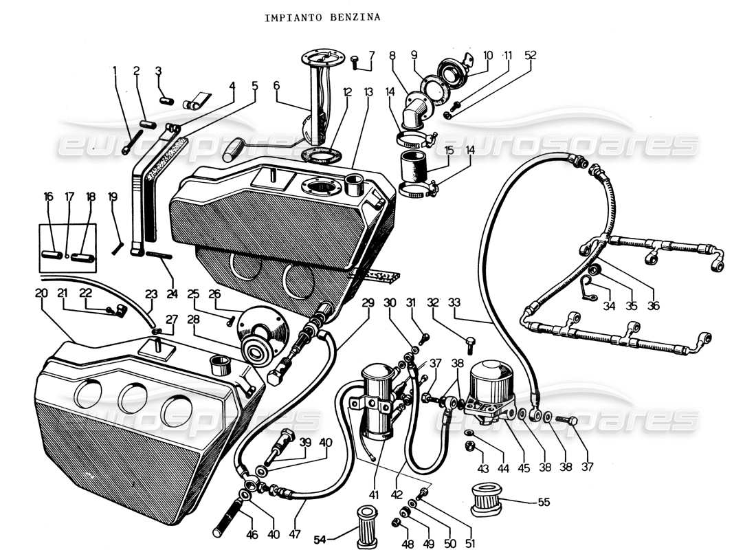 Lamborghini Espada Fuel System Diagrama de piezas