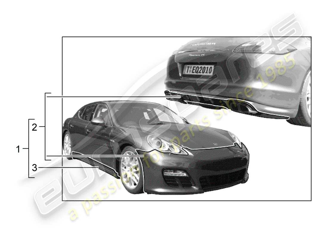 Porsche Tequipment Panamera (2017) Paquete de diseño deportivo Diagrama de piezas