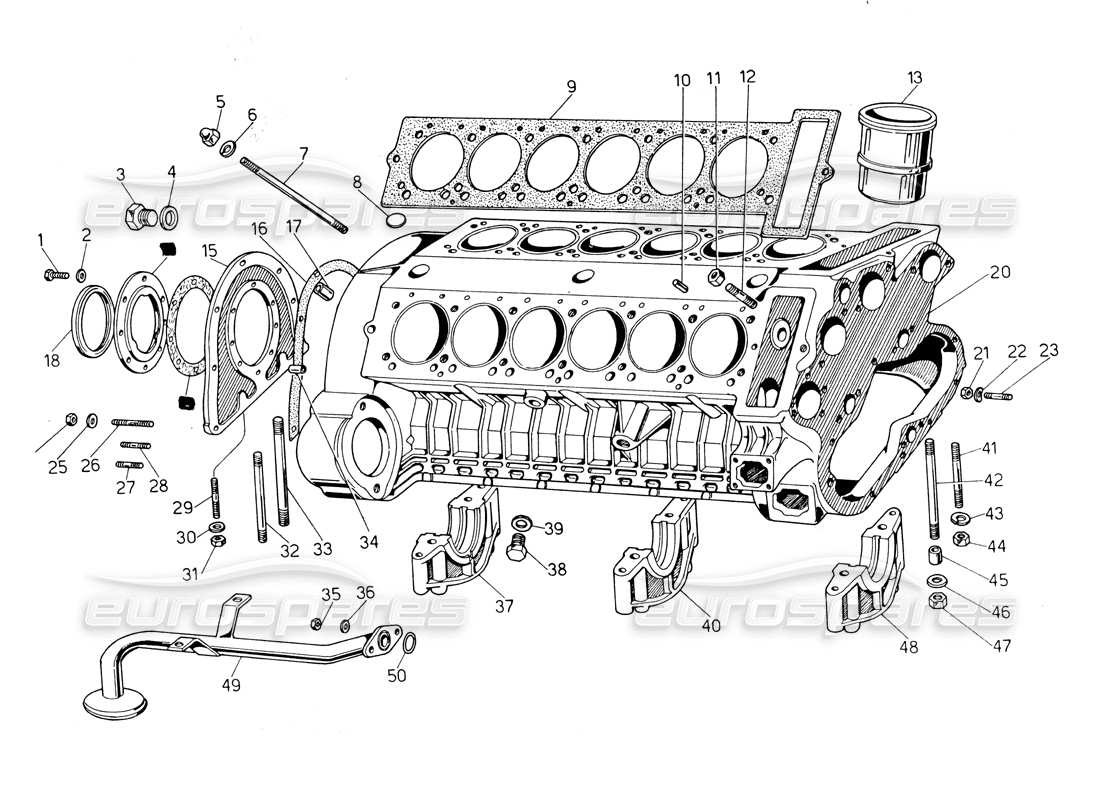 Lamborghini Countach LP400 CRANKCASE Diagrama de piezas