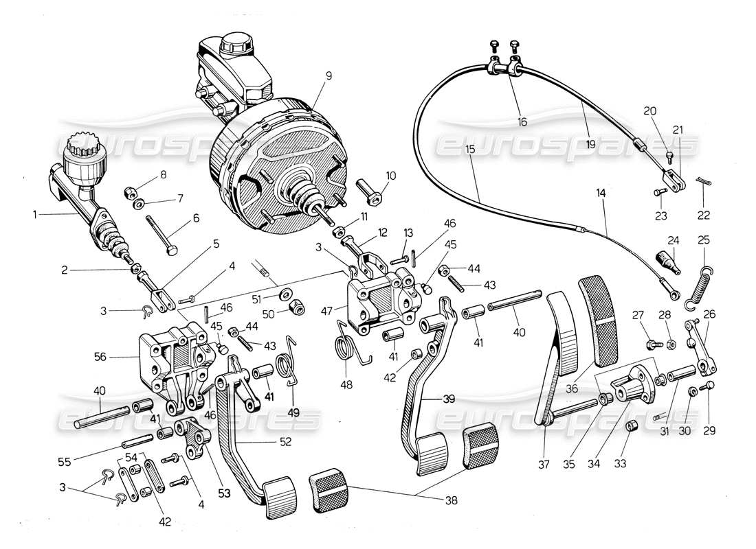 Lamborghini Countach LP400 Pedales Diagrama de piezas