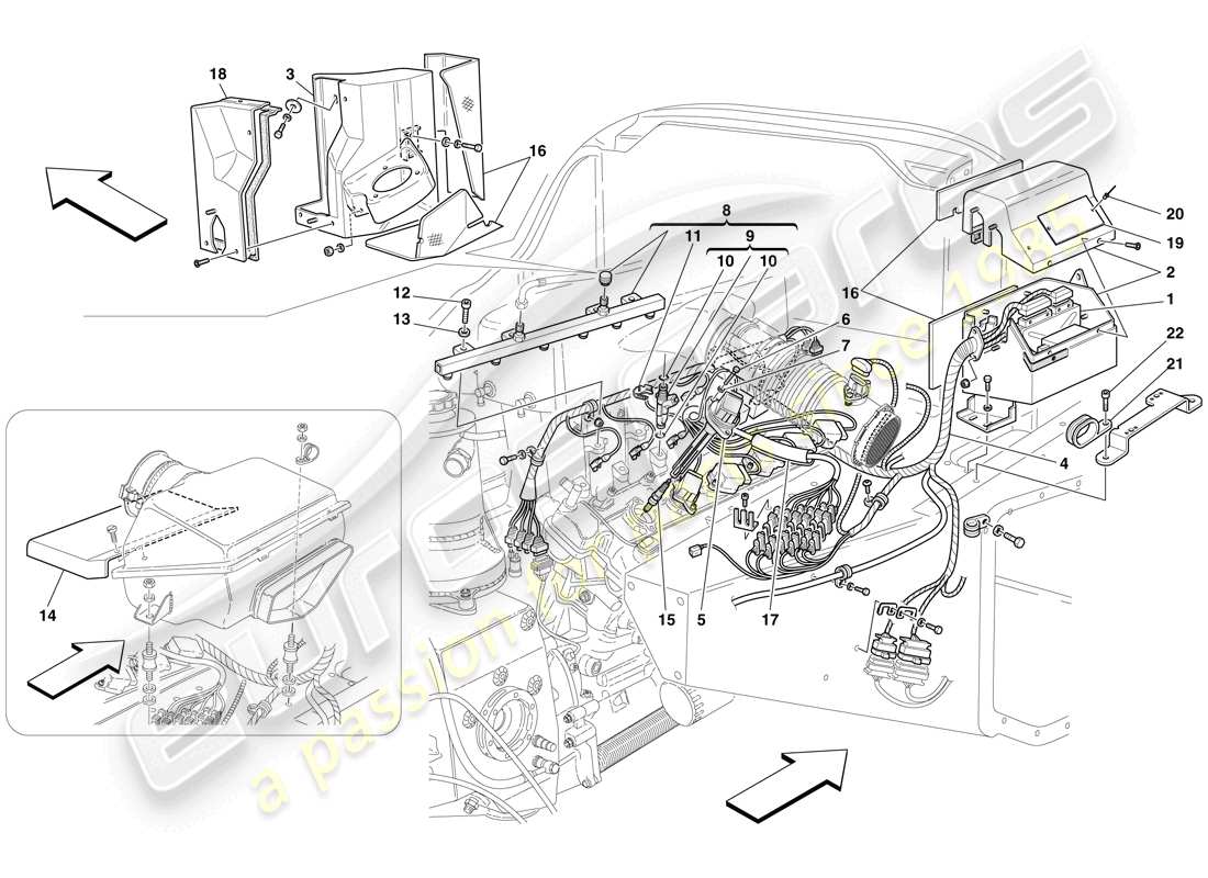 Maserati MC12 SISTEMA DE INYECCIÓN - ENCENDIDO Diagrama de piezas