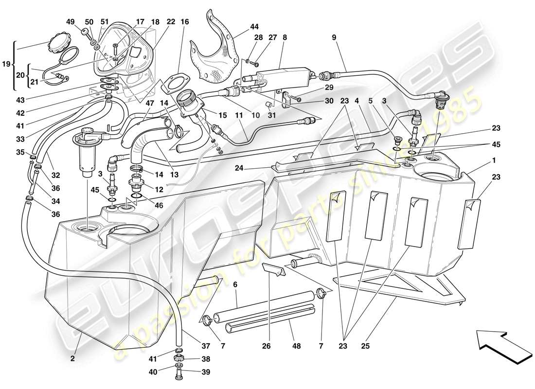 Maserati MC12 Tanques de combustible y unión Diagrama de piezas