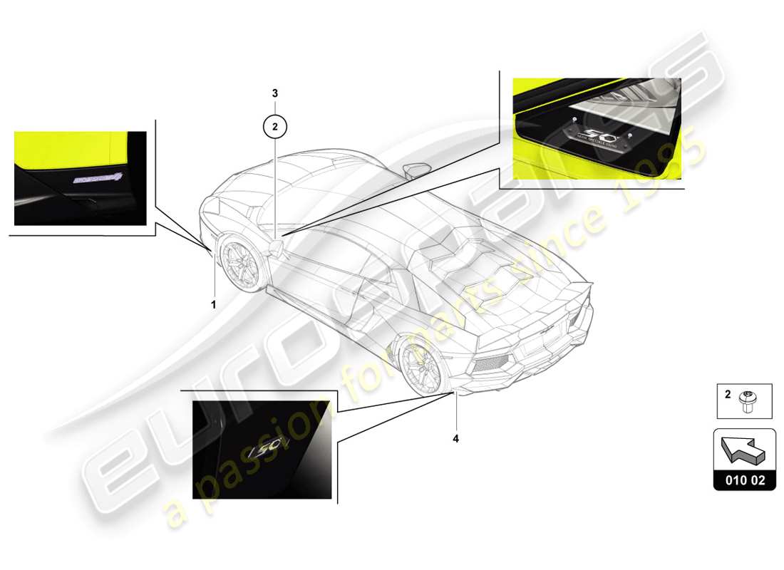 Lamborghini LP720-4 Coupé 50 (2014) PLACAS TIPO Diagrama de piezas