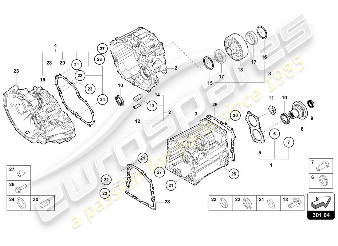 Lamborghini LP720-4 Coupé 50 (2014) COMPONENTES EXTERIORES PARA CAJA DE CAMBIOS Diagrama de piezas