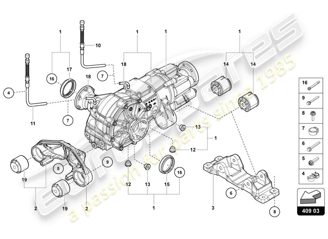 Lamborghini LP720-4 Coupé 50 (2014) DIFERENCIAL DEL EJE DELANTERO CON EMBRAGUE VISCO Diagrama de piezas