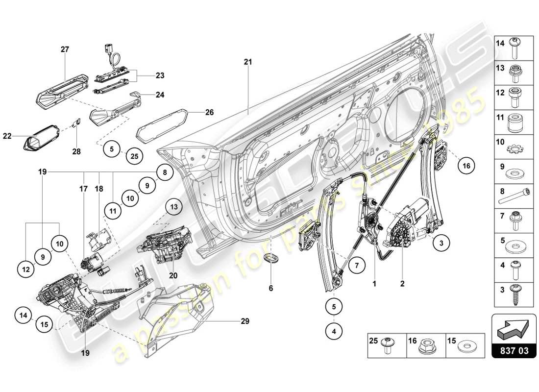 Lamborghini LP720-4 Coupé 50 (2014) PUERTA DEL CONDUCTOR Y DEL PASAJERO Diagrama de piezas