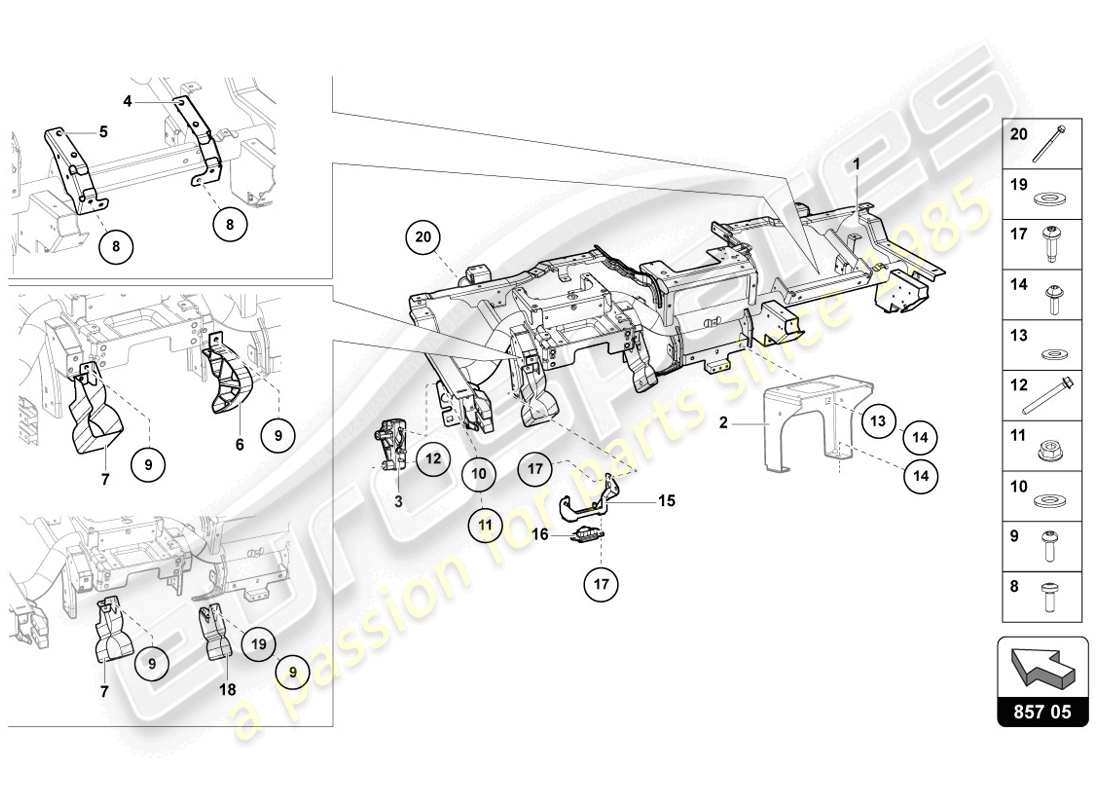 Lamborghini LP720-4 Coupé 50 (2014) TRAVESAÑO Diagrama de piezas