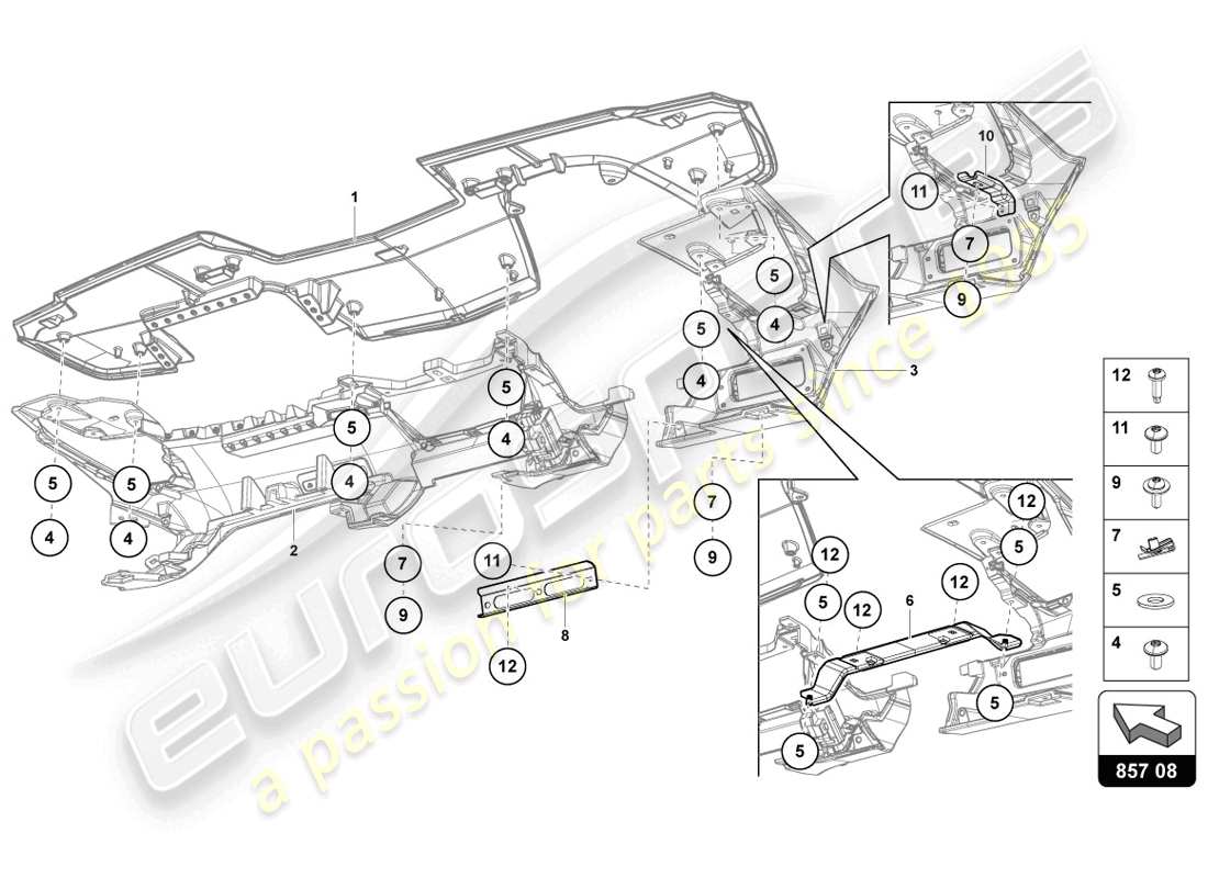 Lamborghini LP720-4 Coupé 50 (2014) TABLERO DE INSTRUMENTOS Diagrama de piezas
