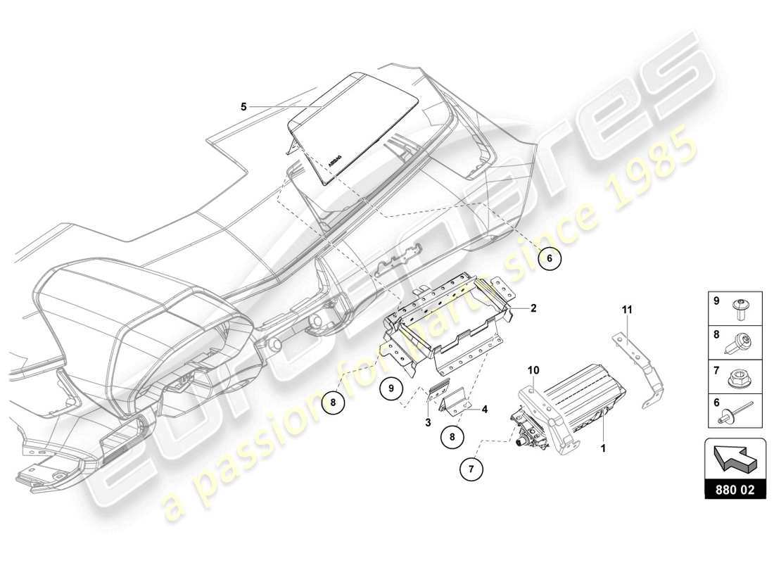 Lamborghini LP720-4 Coupé 50 (2014) UNIDAD DE BOLSA DE AIRE Diagrama de piezas
