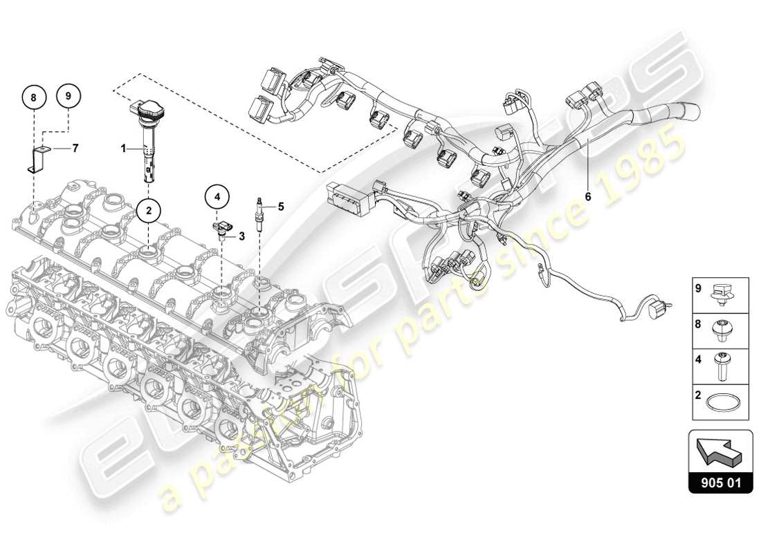Lamborghini LP720-4 Coupé 50 (2014) Sistema de encendido Diagrama de piezas