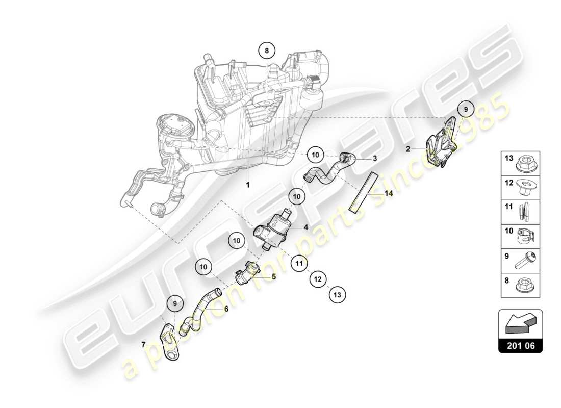 Lamborghini Evo Coupé 2WD (2020) CONTENEDOR DE CARBÓN ACTIVADO Diagrama de piezas