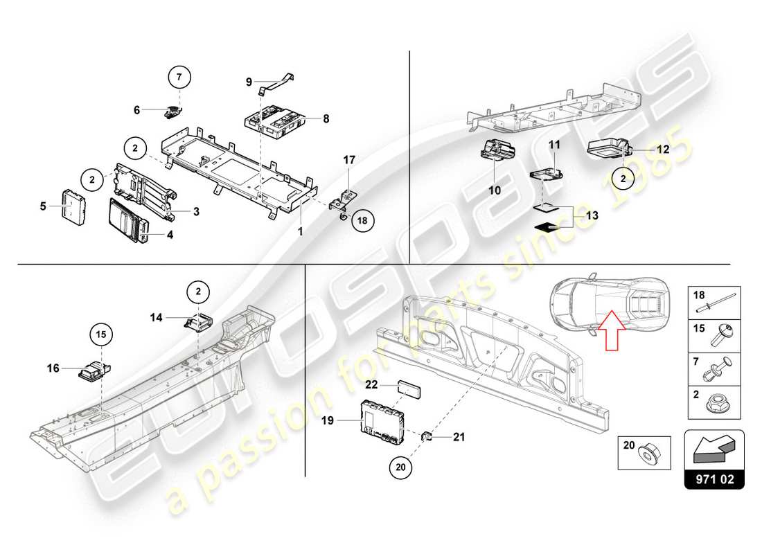 Lamborghini Evo Coupé 2WD (2020) UNIDAD DE CONTROL Diagrama de piezas