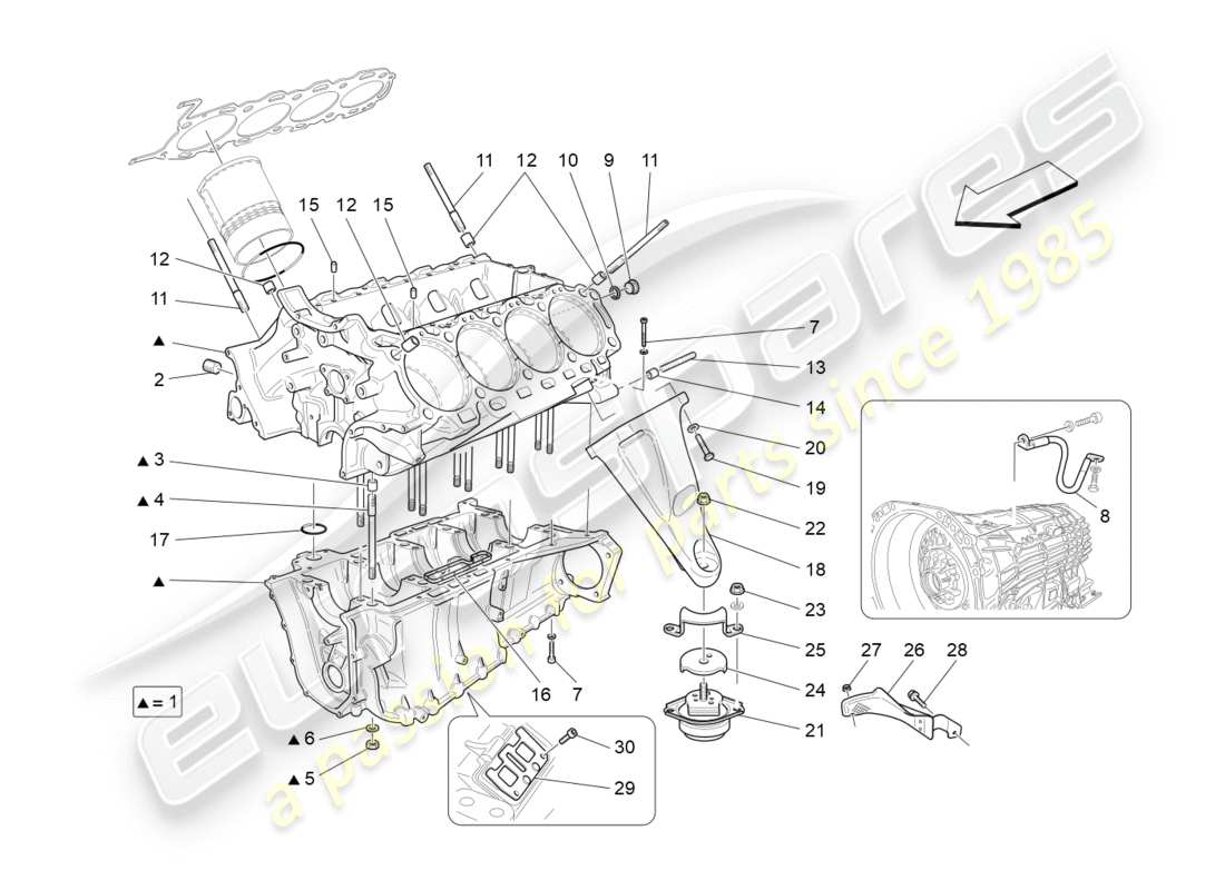 Maserati GranTurismo (2009) CRANKCASE Diagrama de piezas