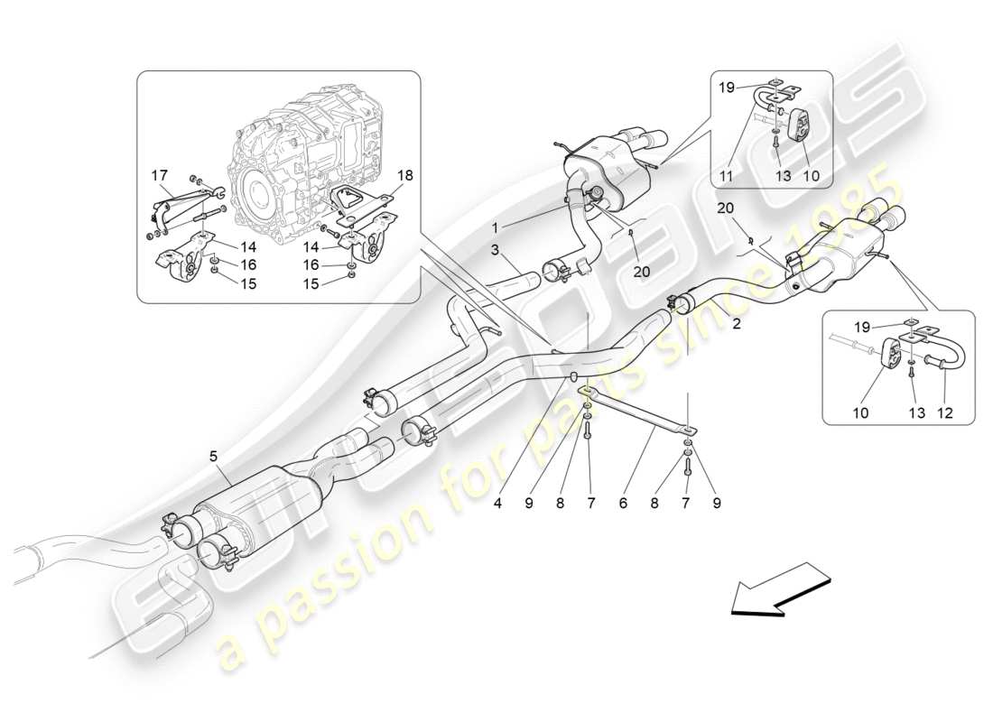 Maserati GranTurismo (2009) SILENCIADORES Diagrama de piezas