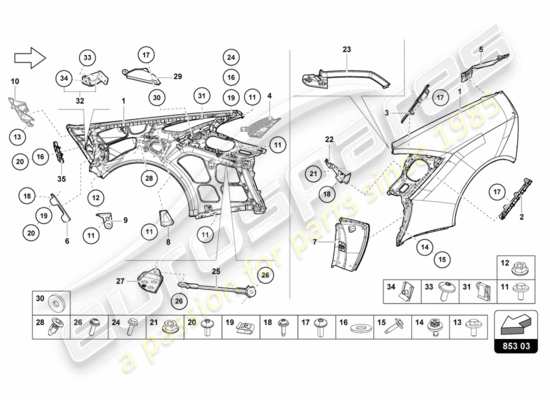 a part diagram from the Lamborghini LP580-2 COUPE (2018) parts catalogue